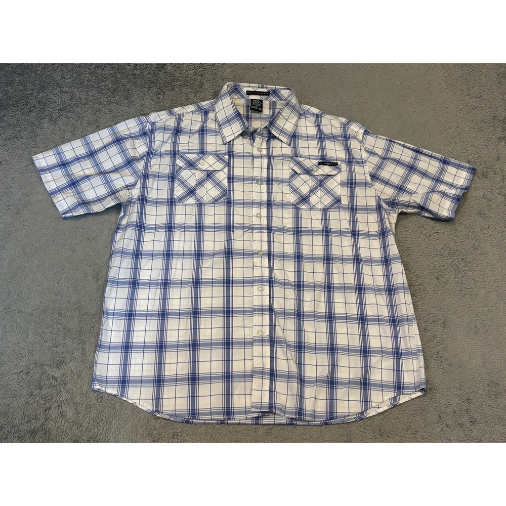 Enyce Mens 4XL Blue White Plaid Short Sleeve Button Down Shirt Streetwear